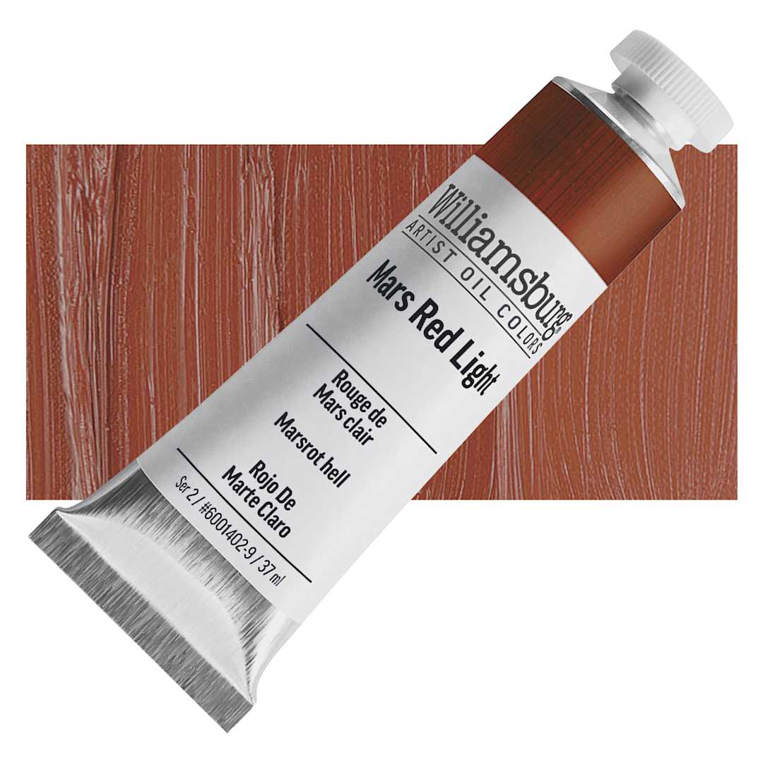 Open in modal - Williamsburg Handmade Oil Paint - Mars Red Light, 37 ml tube and swatch