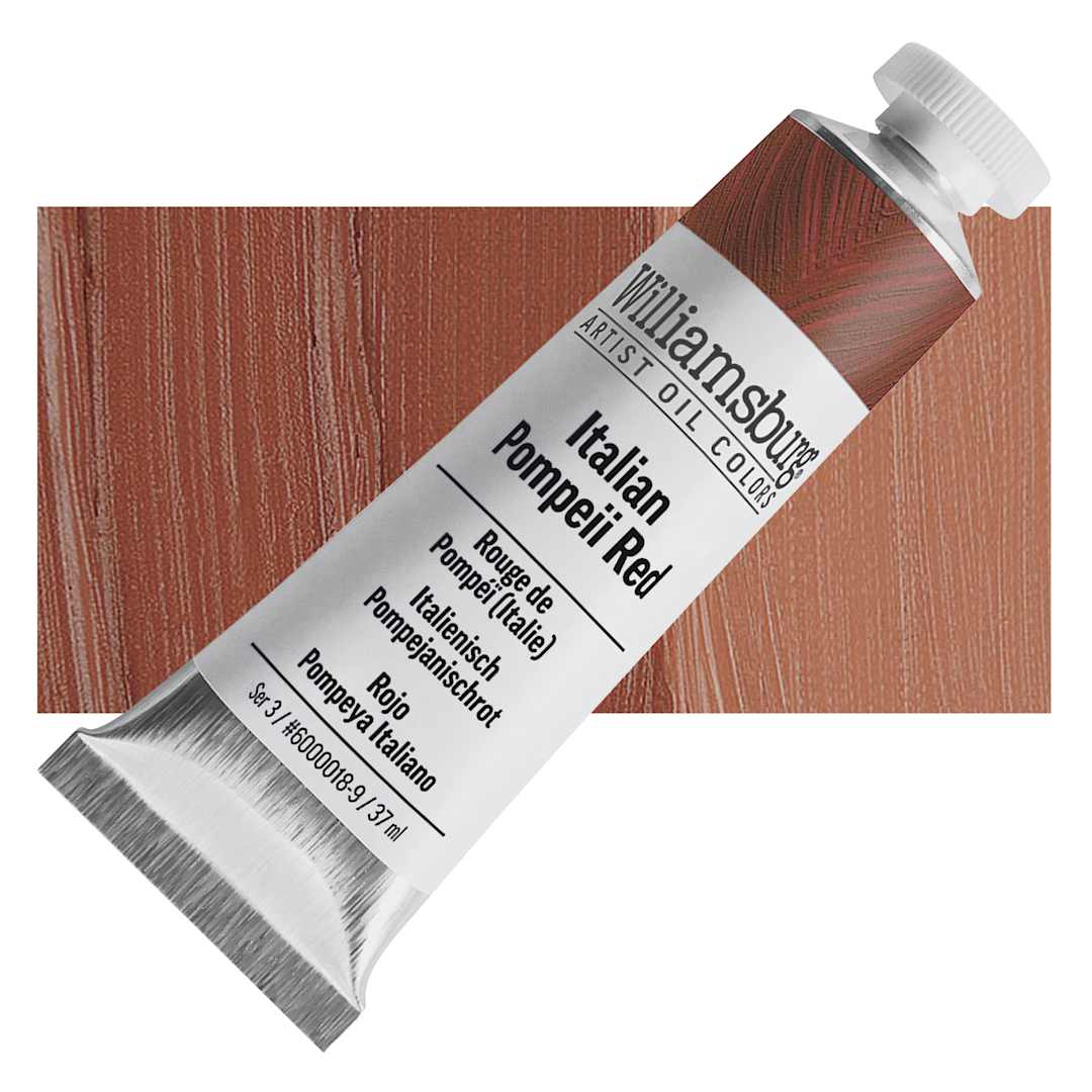 Open in modal - Williamsburg Handmade Oil Paint - Italian Pompeii Red, 37 ml tube and swatch