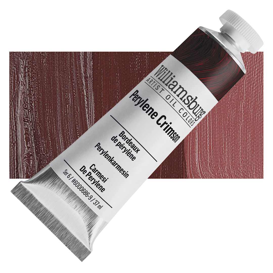 Open in modal - Williamsburg Handmade Oil Paint - Perylene Crimson, 37 ml tube and swatch