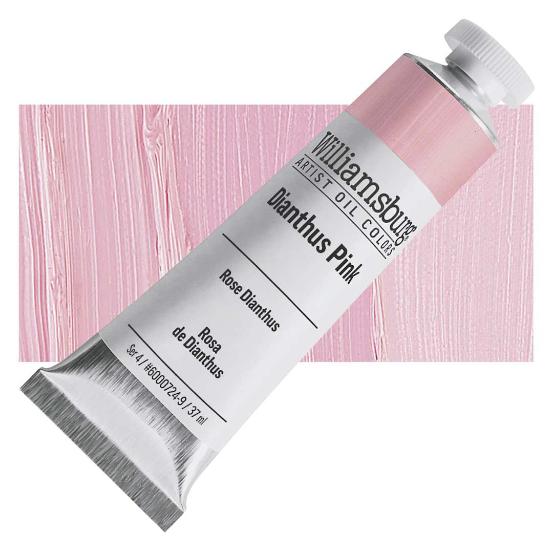 Open in modal - Williamsburg Handmade Oil Paint - Dianthus Pink, 37 ml tube and swatch
