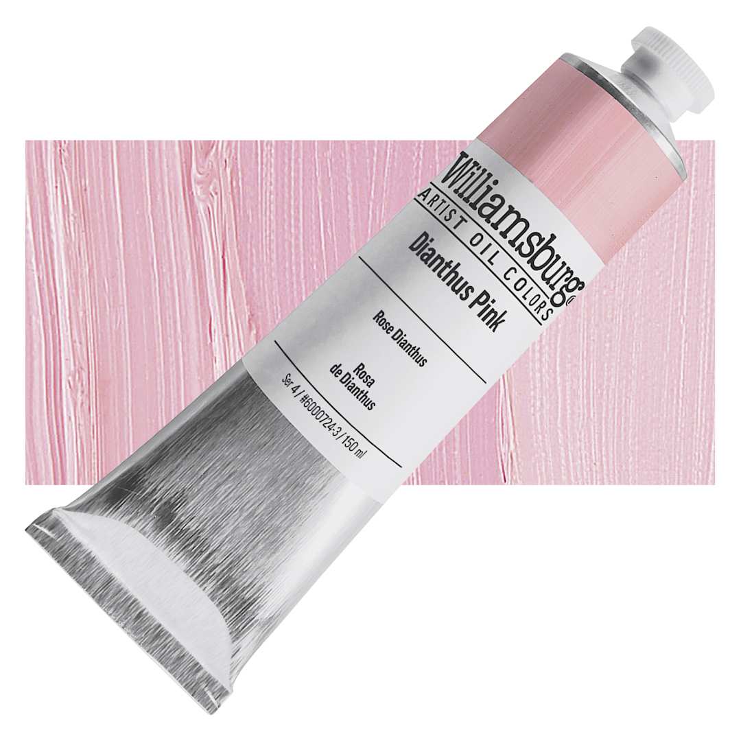 Open in modal - Williamsburg Handmade Oil Paint - Dianthus Pink, 150 ml tube and swatch