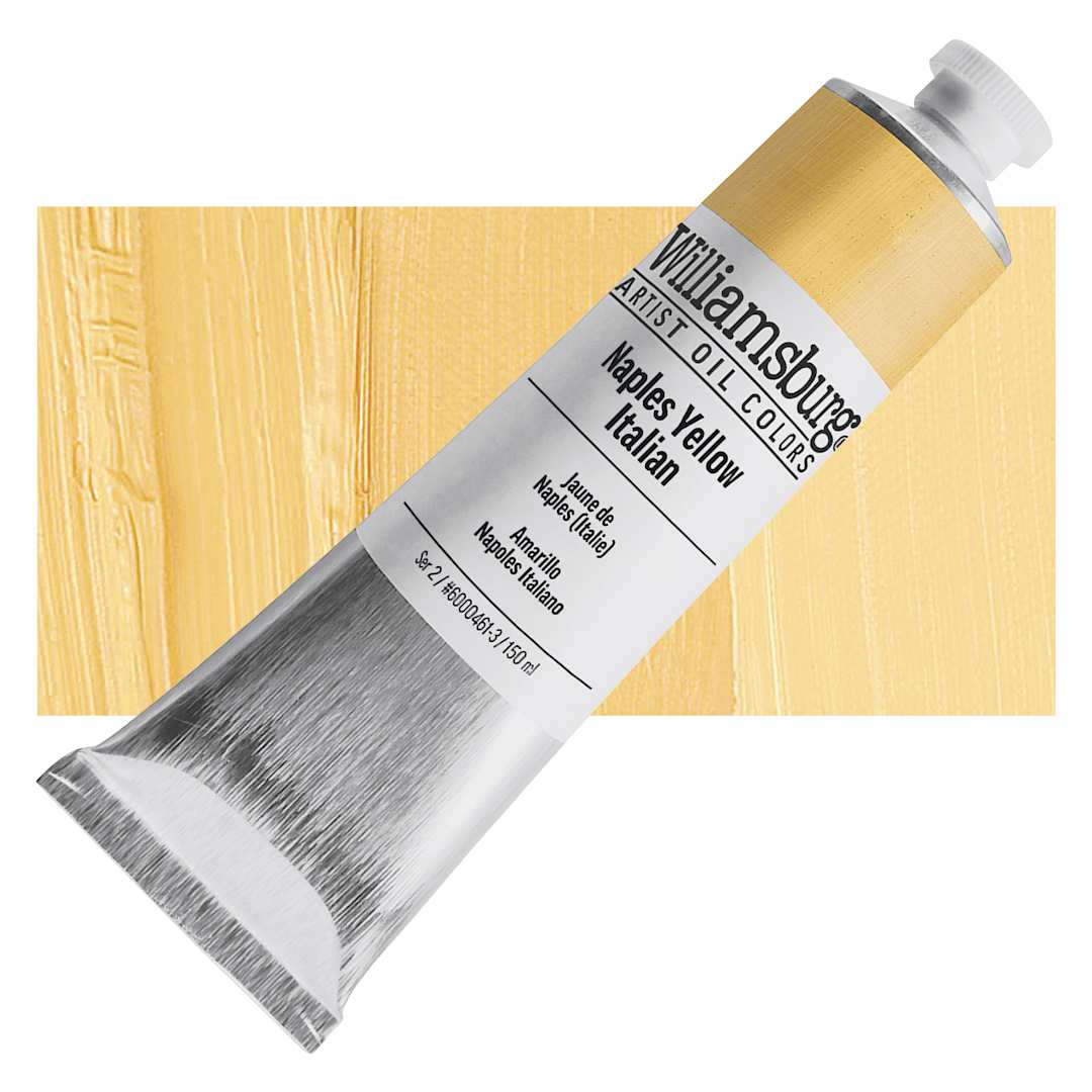 Open in modal - Williamsburg Handmade Oil Paint - Naples Yellow Italian, 150 ml tube and swatch