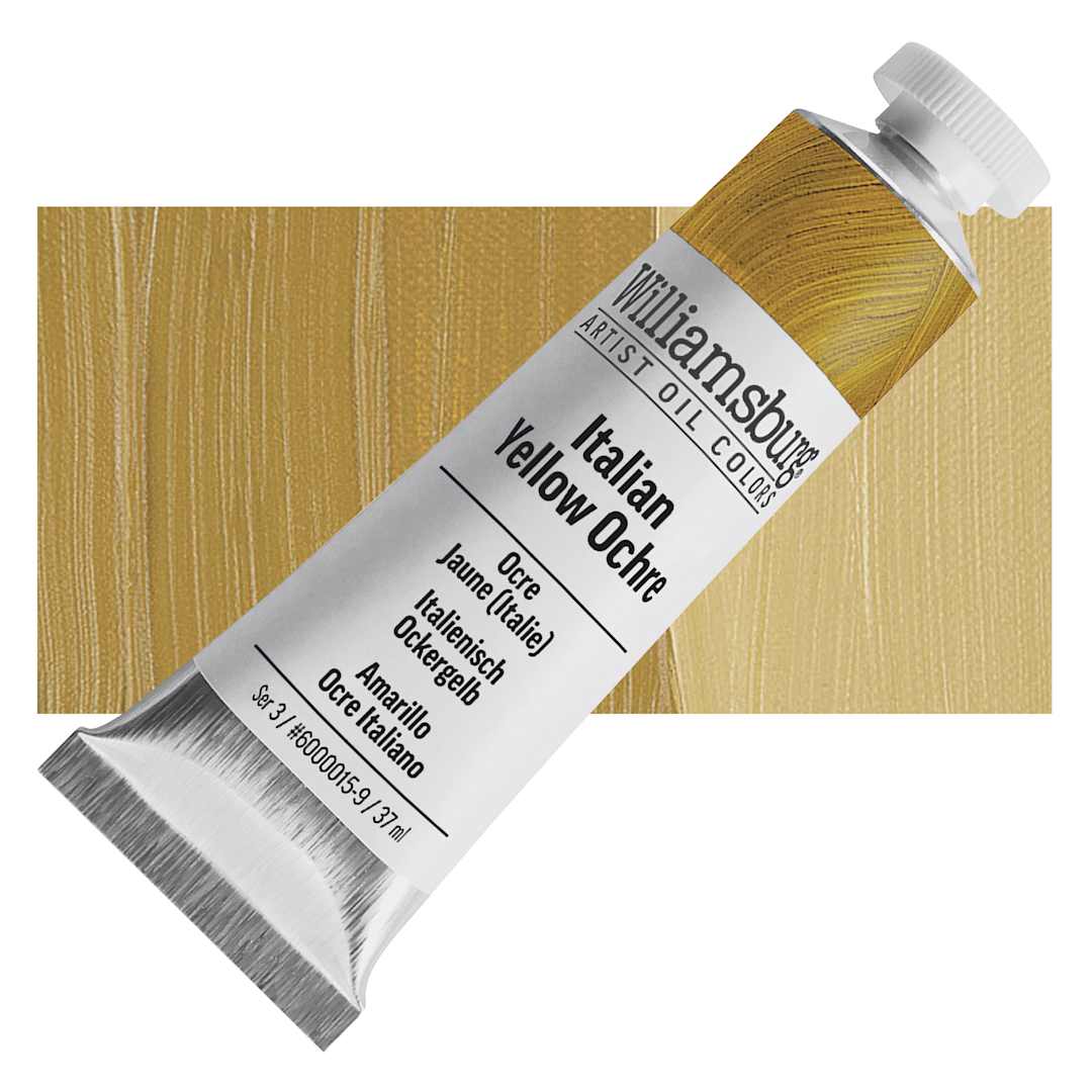 Open in modal - Williamsburg Handmade Oil Paint - Italian Yellow Ochre, 37 ml tube and swatch