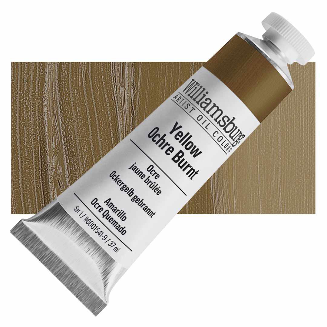 Open in modal - Williamsburg Handmade Oil Paint - Yellow Ochre Burnt, 37 ml tube and swatch