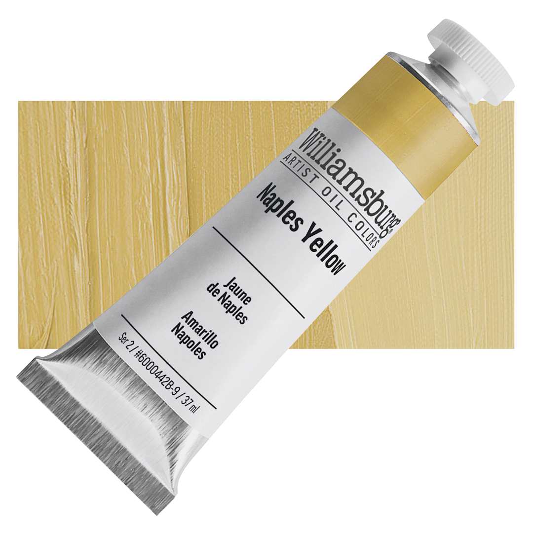 Open in modal - Williamsburg Handmade Oil Paint - Naples Yellow, 37 ml tube and swatch