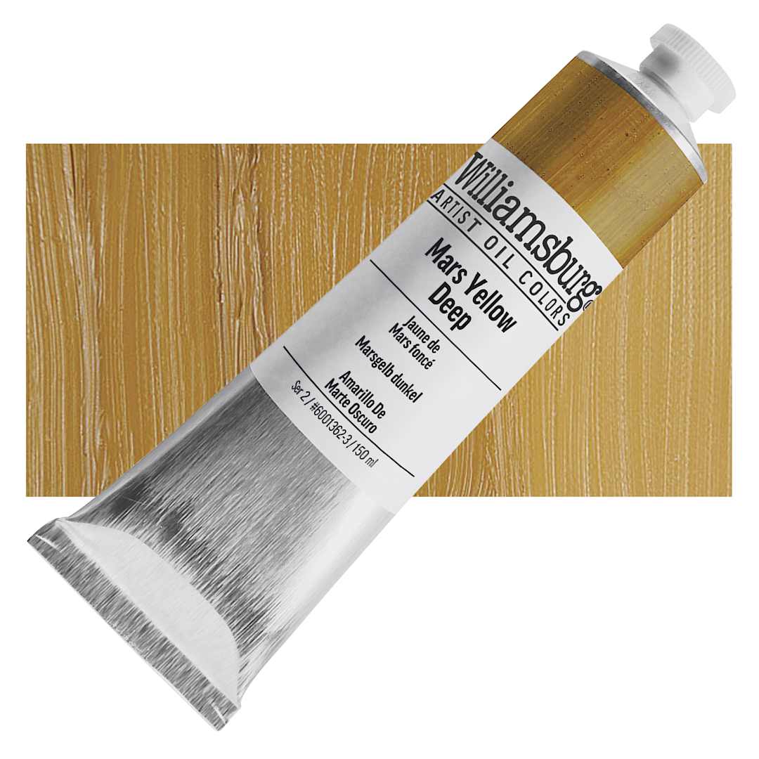 Open in modal - Williamsburg Handmade Oil Paint - Mars Yellow Deep, 150 ml tube and swatch
