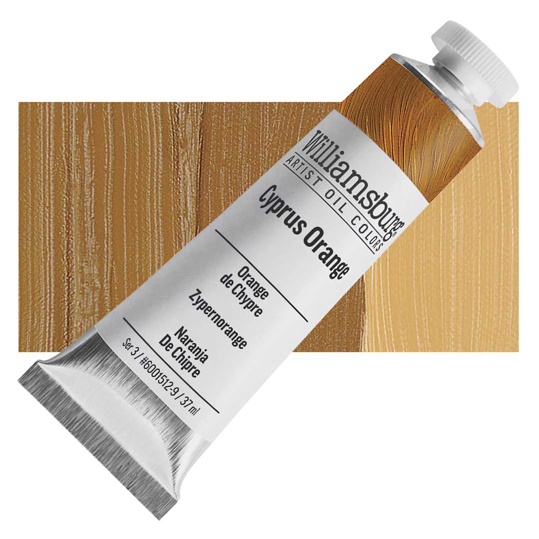 Open in modal - Williamsburg Handmade Oil Paint - Cyprus Orange 37 ml tube and swatch