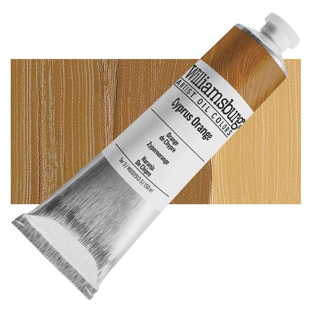 Open in modal - Williamsburg Handmade Oil Paint - Cyprus Orange, 150 ml tube and swatch