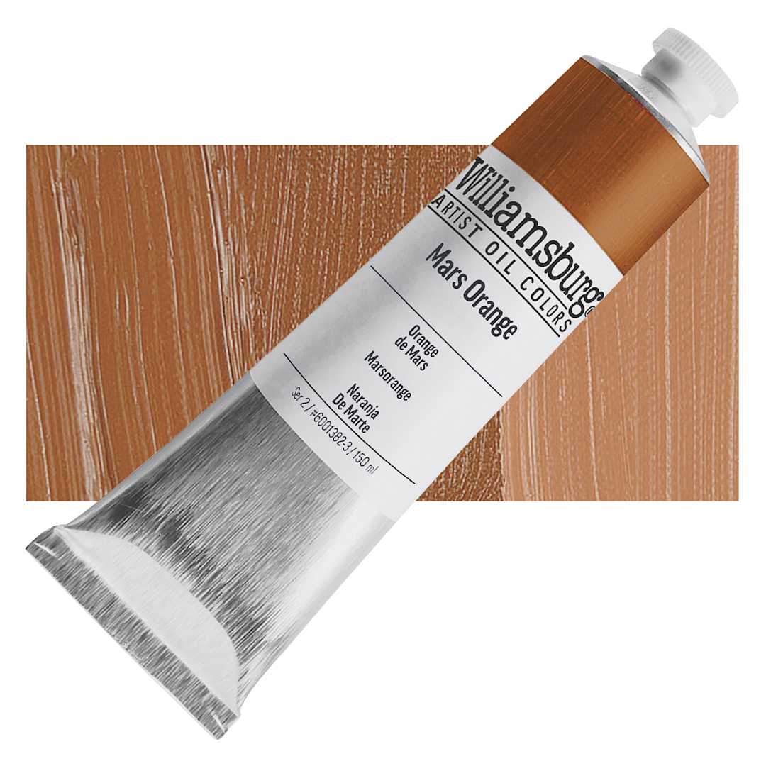 Open in modal - Williamsburg Handmade Oil Paint - Mars Orange, 150 ml tube and swatch