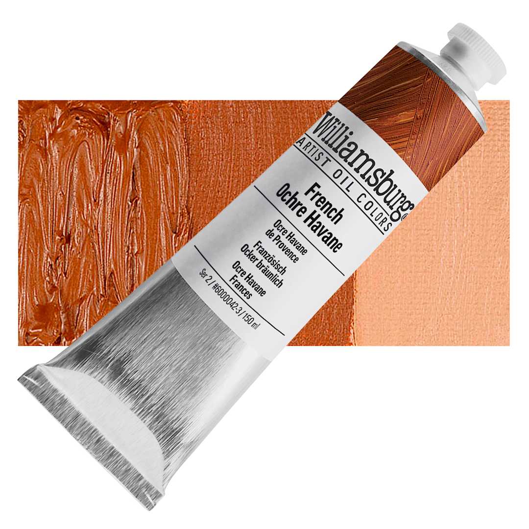 Open in modal - Williamsburg Handmade Oil Paint - French Ochre Havane, 150 ml tube and swatch