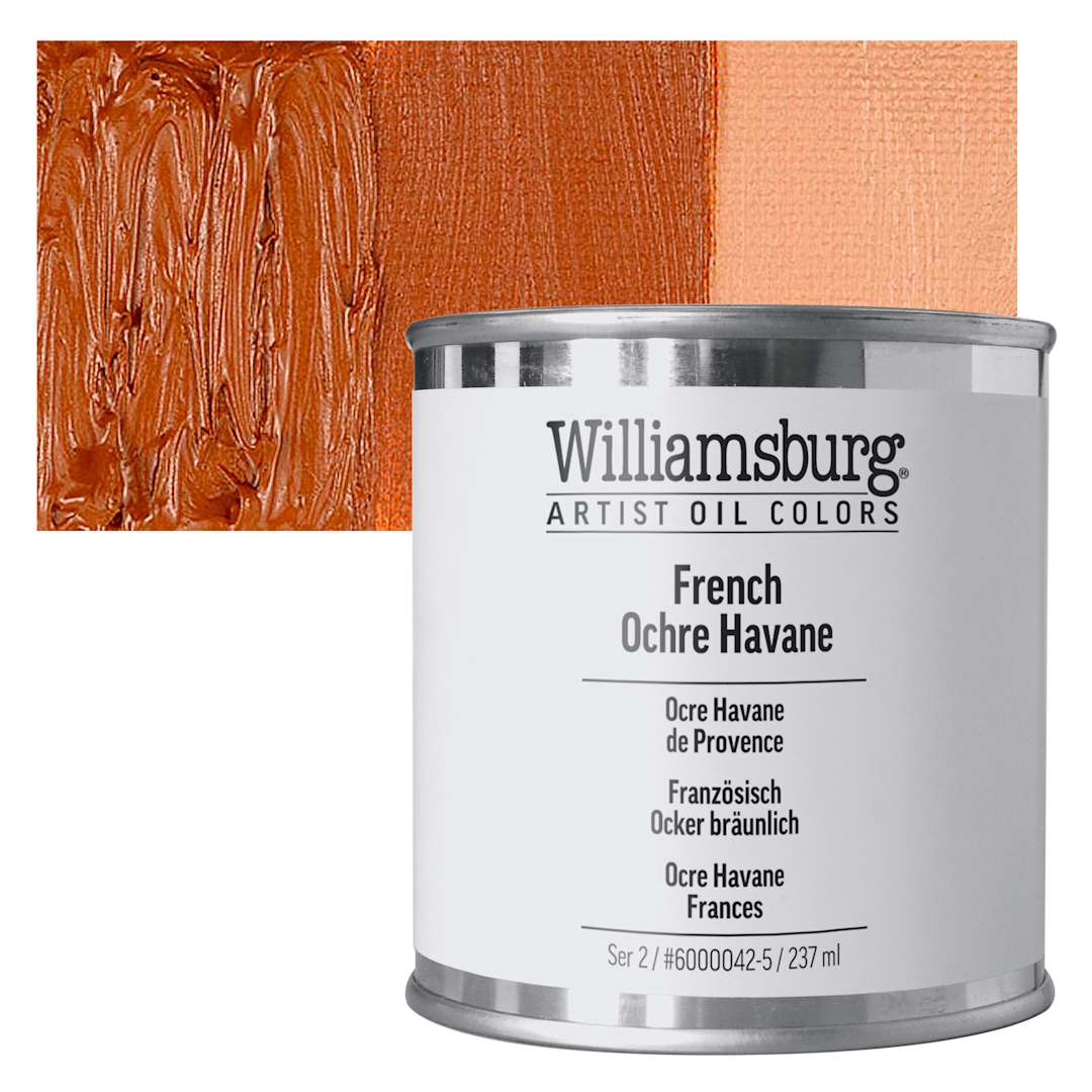 Open in modal - Williamsburg Handmade Oil Paint - French Ochre Havane, 8 oz Can and swatch