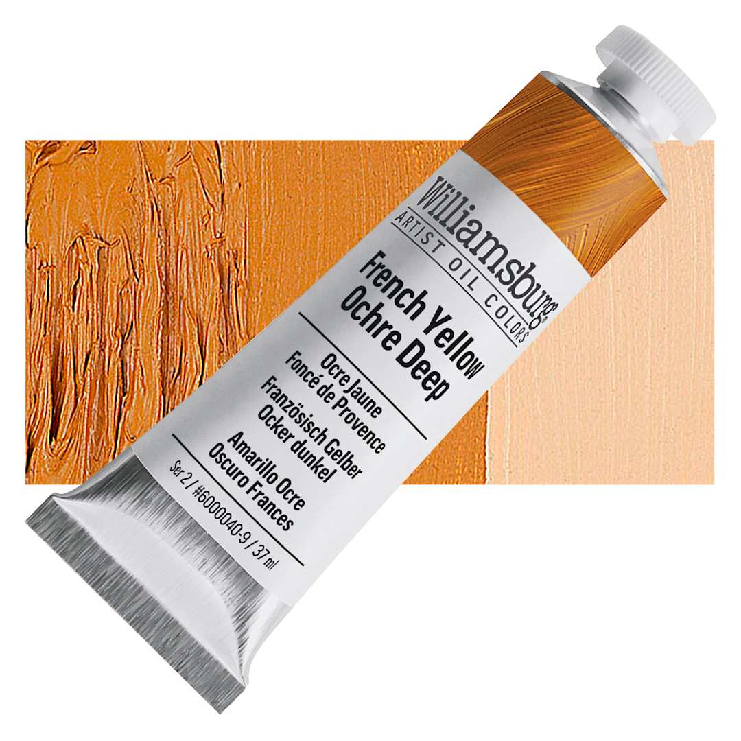 Open in modal - Williamsburg Handmade Oil Paint - French Yellow Ochre Deep, 37 ml tube and swatch