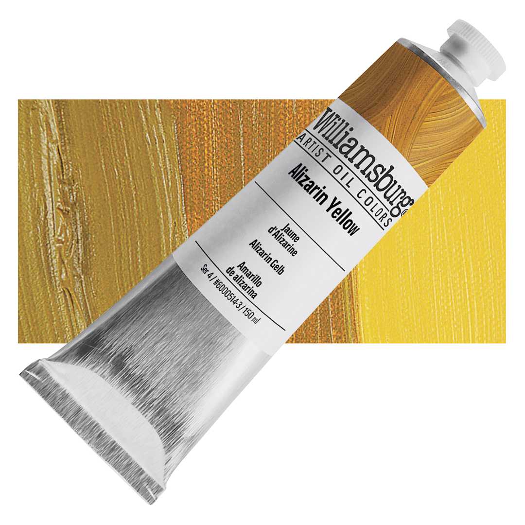 Open in modal - Williamsburg Handmade Oil Paint - Alizarin Yellow, 150 ml tube and swatch