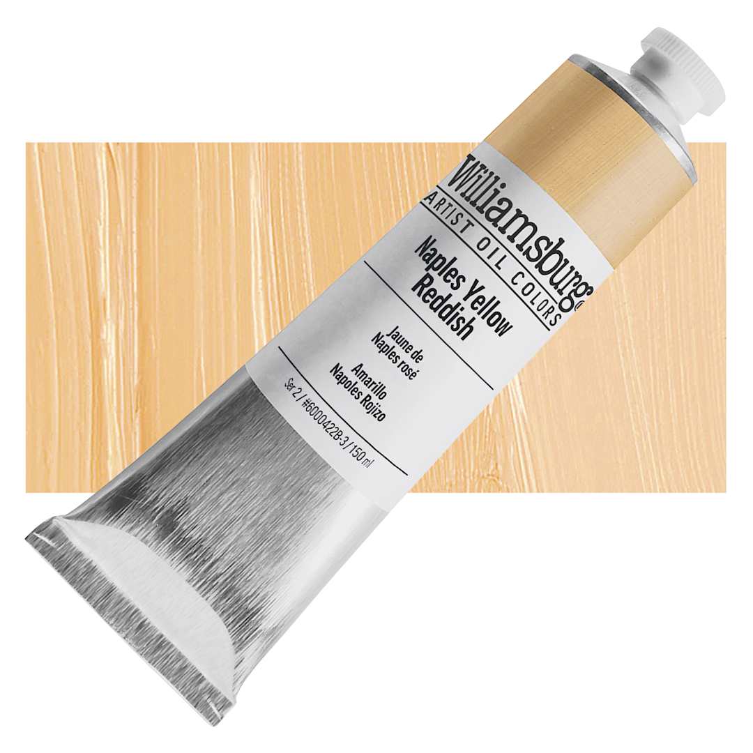 Open in modal - Williamsburg Handmade Oil Paint - Naples Yellow Reddish, 150 ml tube and swatch