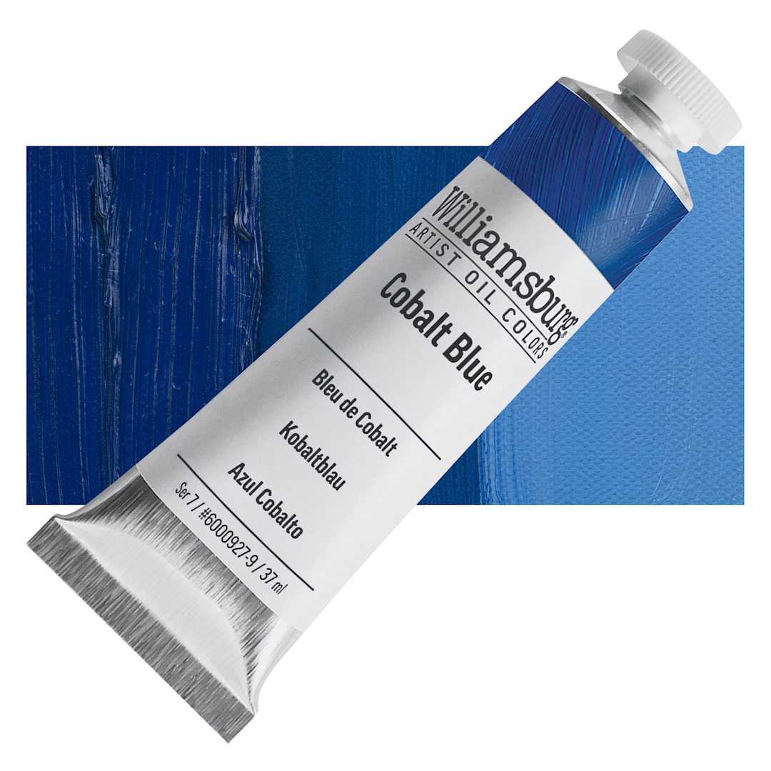 Open in modal - Williamsburg Handmade Oil Paint - Cobalt Blue, 37 ml tube and swatch-