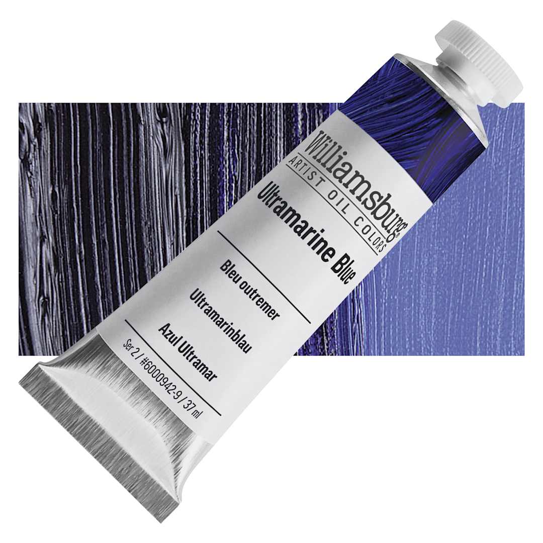Open in modal - Williamsburg Handmade Oil Paint - Ultramarine Blue, 37 ml tube and swatch