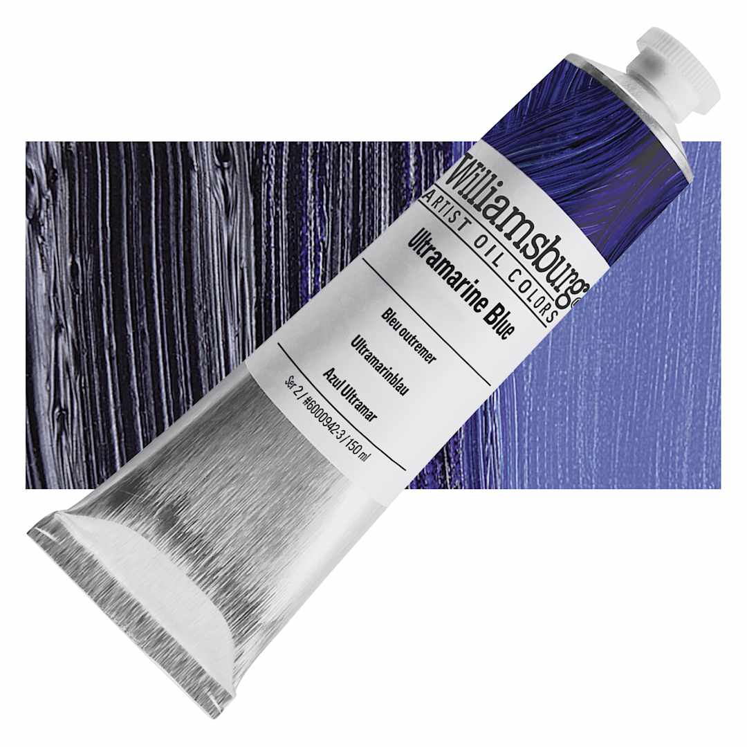 Open in modal - Williamsburg Handmade Oil Paint - Ultramarine Blue, 150 ml tube and swatch