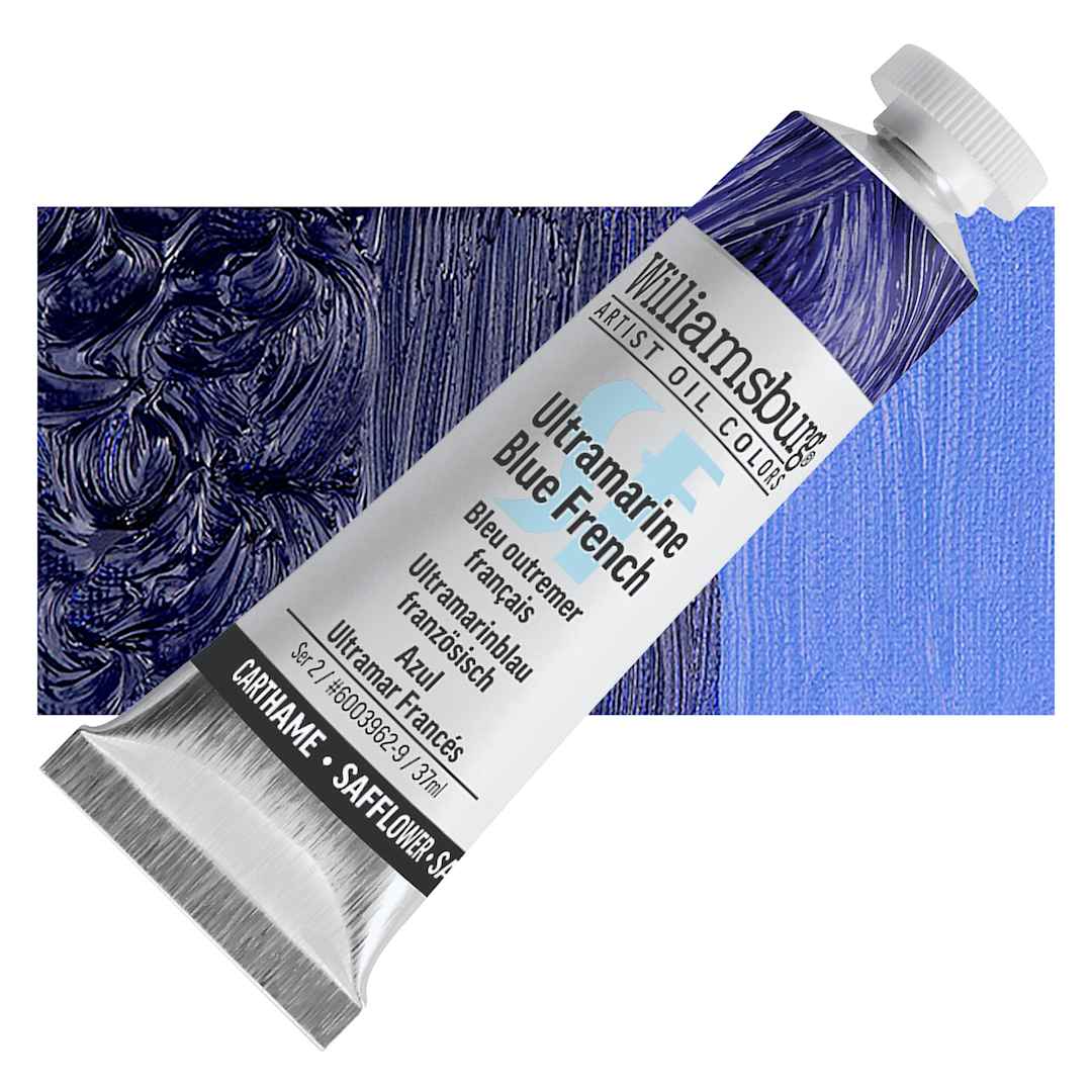 Open in modal - Williamsburg Handmade Safflower Oil Color - Ultramarine Blue French, 37 ml tube and swatch
