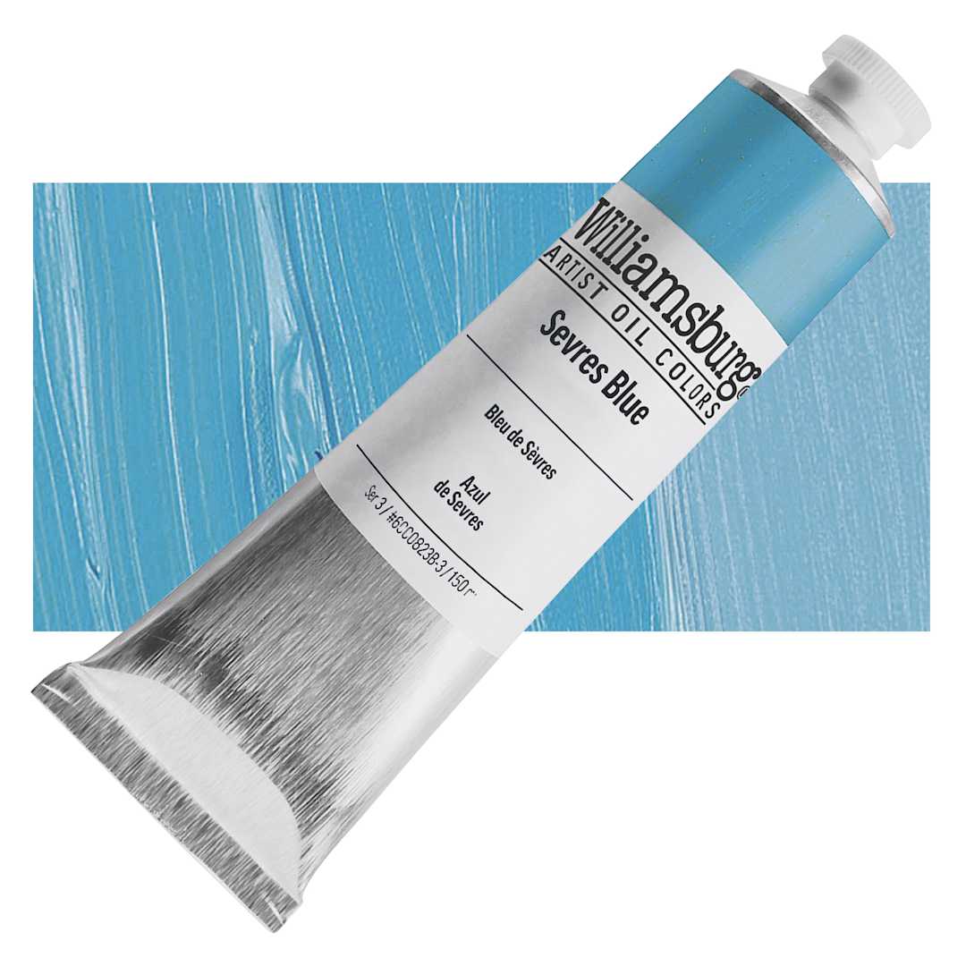 Open in modal - Williamsburg Handmade Oil Paint - Sevres Blue, 150 ml tube and swatch
