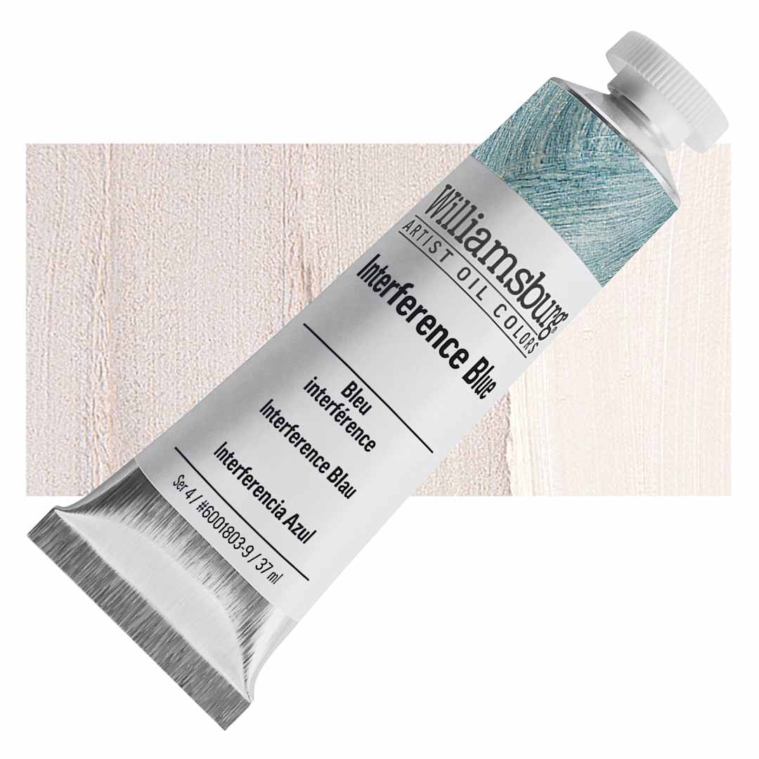 Open in modal - Williamsburg Handmade Oil Paint - Interference Blue, 37 ml tube and swatch