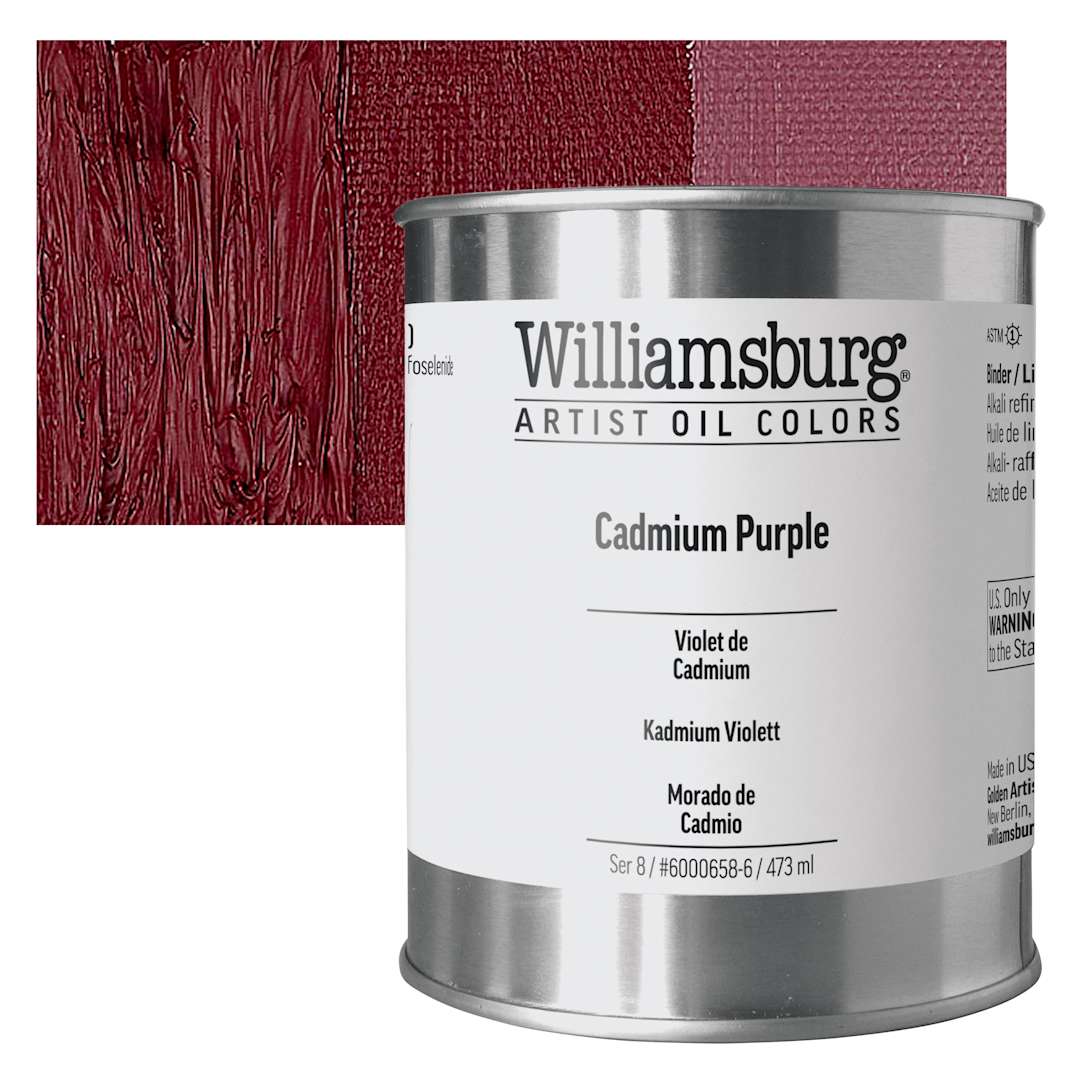Open in modal - Williamsburg Handmade Oil Paint - Cadmium Purple, 16 oz can and swatch