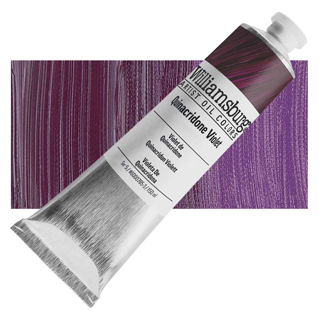 Open in modal - Williamsburg Handmade Oil Paint - Quinacridone Violet, 150 ml tube and swatch