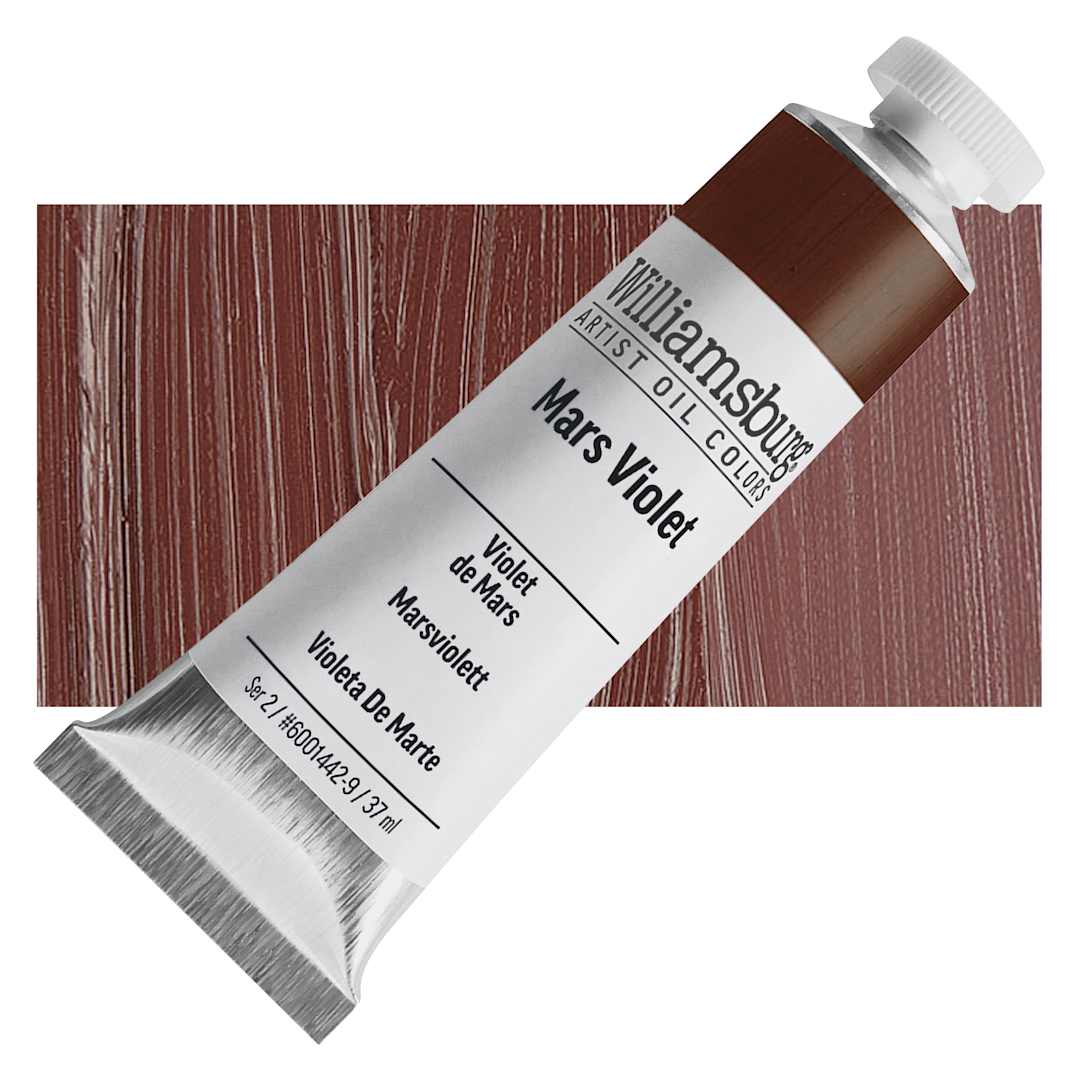 Open in modal - Williamsburg Handmade Oil Paint - Mars Violet, 37 ml tube and swatch