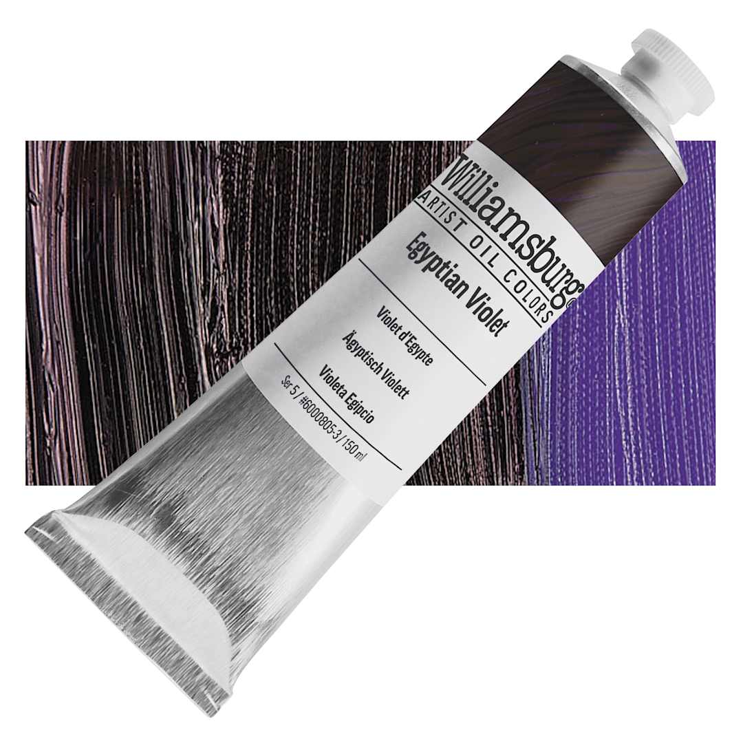 Open in modal - Williamsburg Handmade Oil Paint - Egyptian Violet, 150 ml tube and swatch