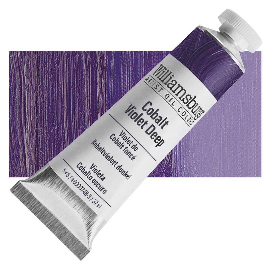 Open in modal - Williamsburg Handmade Oil Paint - Cobalt Violet Deep, 37 ml tube and swatch