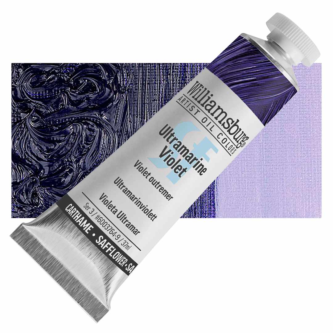 Open in modal - Williamsburg Handmade Safflower Oil Color - Ultramarine Violet, 37 ml tube and swatch