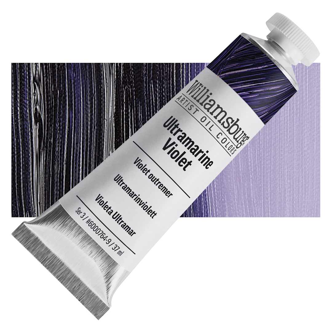 Open in modal - Williamsburg Handmade Oil Paint - Ultramarine Violet, 37 ml tube and swatch