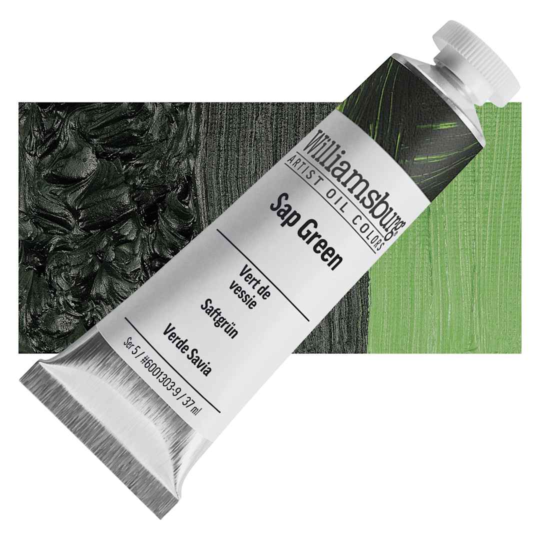 Open in modal - Williamsburg Handmade Oil Paint - Sap Green, 37 ml tube and swatch