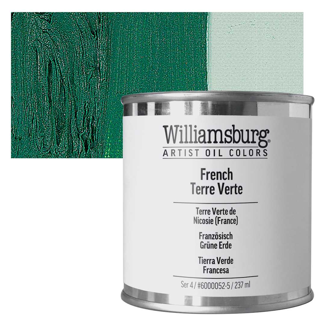 Open in modal - Williamsburg Handmade Oil Paint - French Terre Verte, 8 oz can and swatch