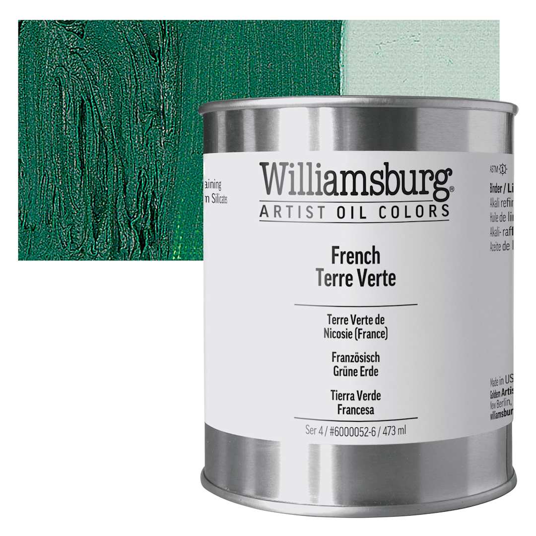 Open in modal - Williamsburg Handmade Oil Paint - French Terre Verte, 16 oz can and swatch