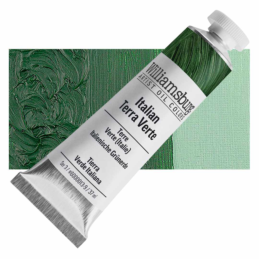Open in modal - Williamsburg Handmade Oil Paint - Italian Terra Verte, 37 ml tube and swatch