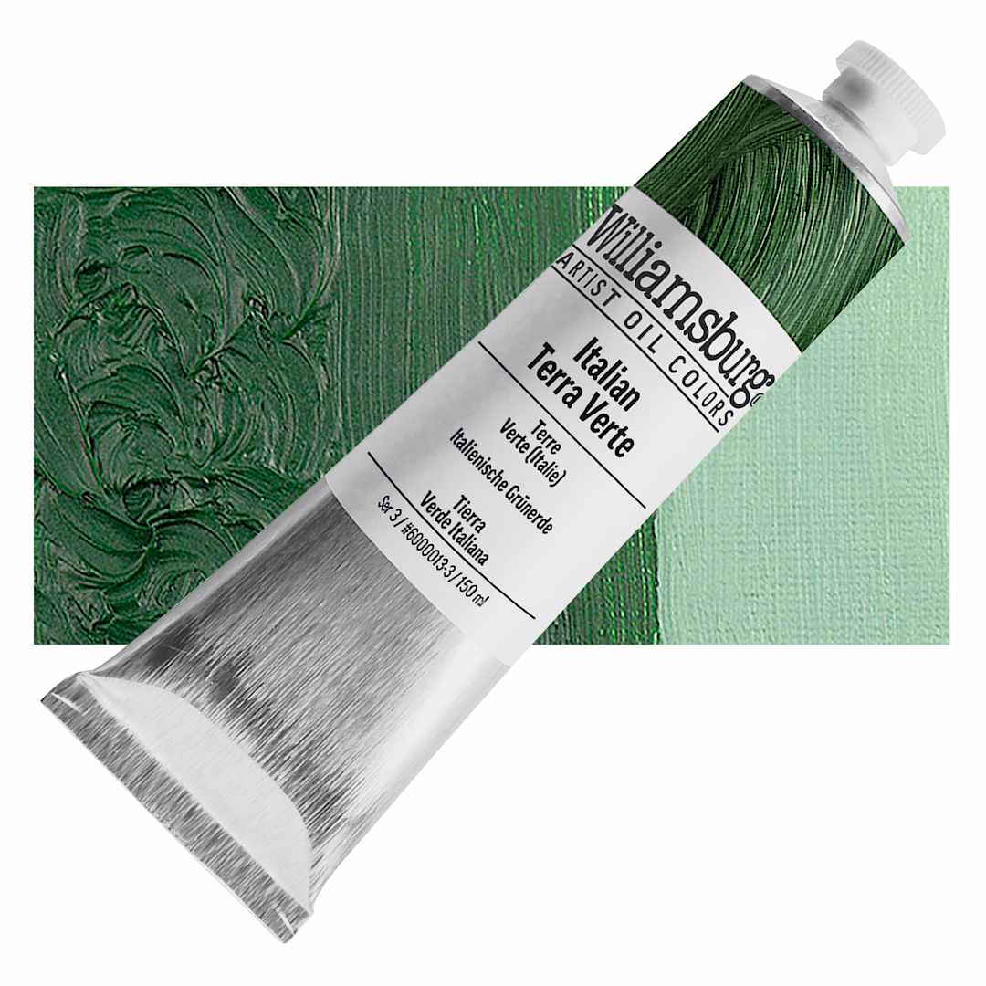 Open in modal - Williamsburg Handmade Oil Paint - Italian Terra Verte, 150 ml tube and swatch