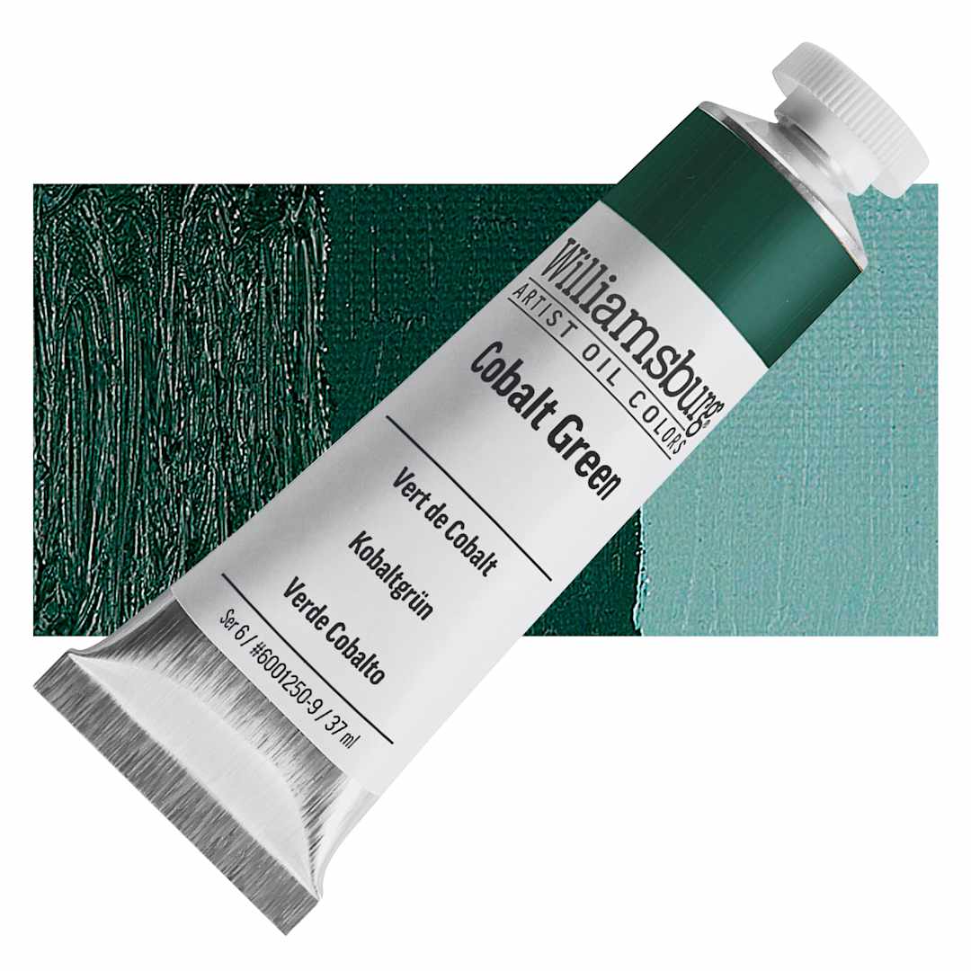 Open in modal - Williamsburg Handmade Oil Paint - Cobalt Green, 37 ml tube and swatch