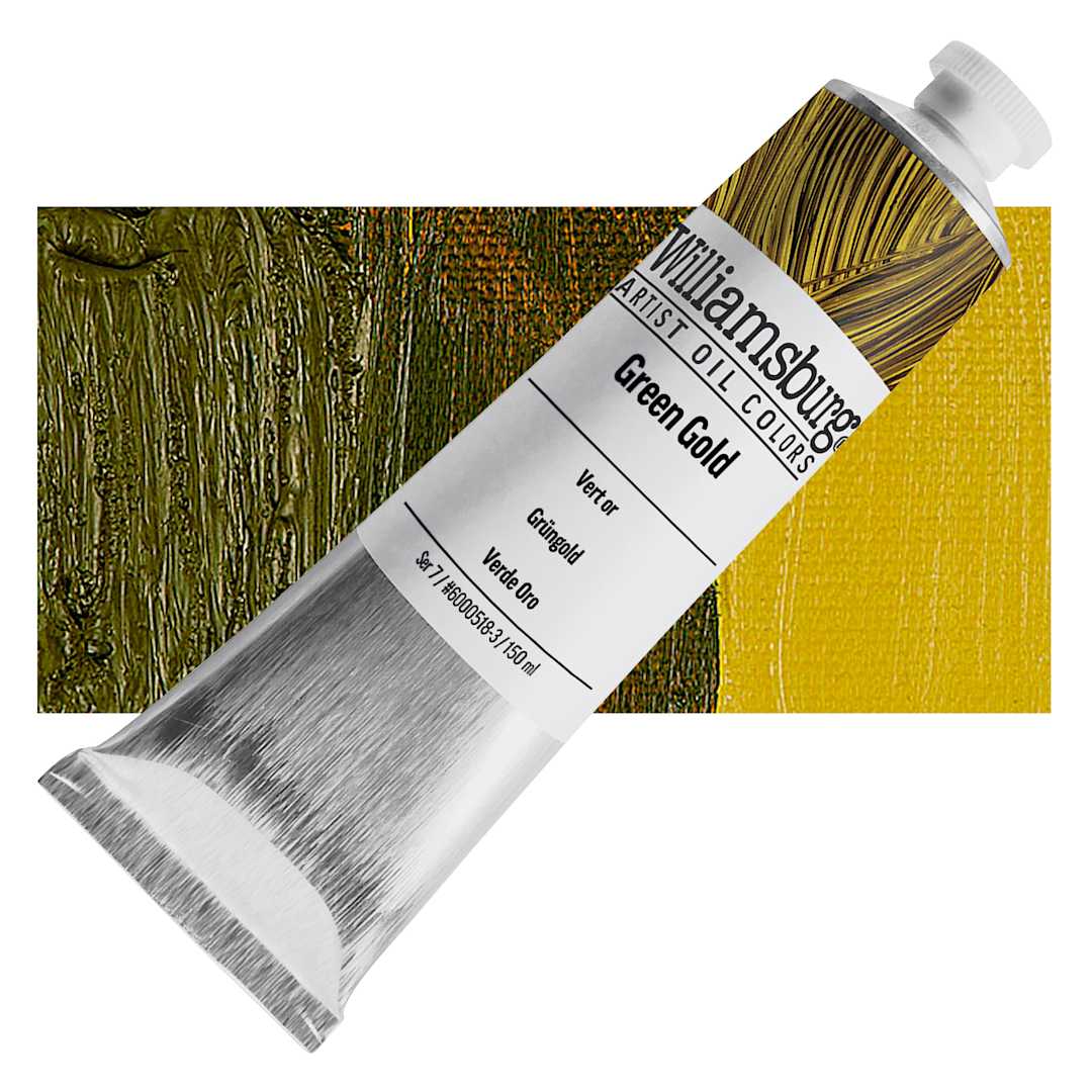 Open in modal - Williamsburg Handmade Oil Paint - Green Gold, 37 ml tube and swatch