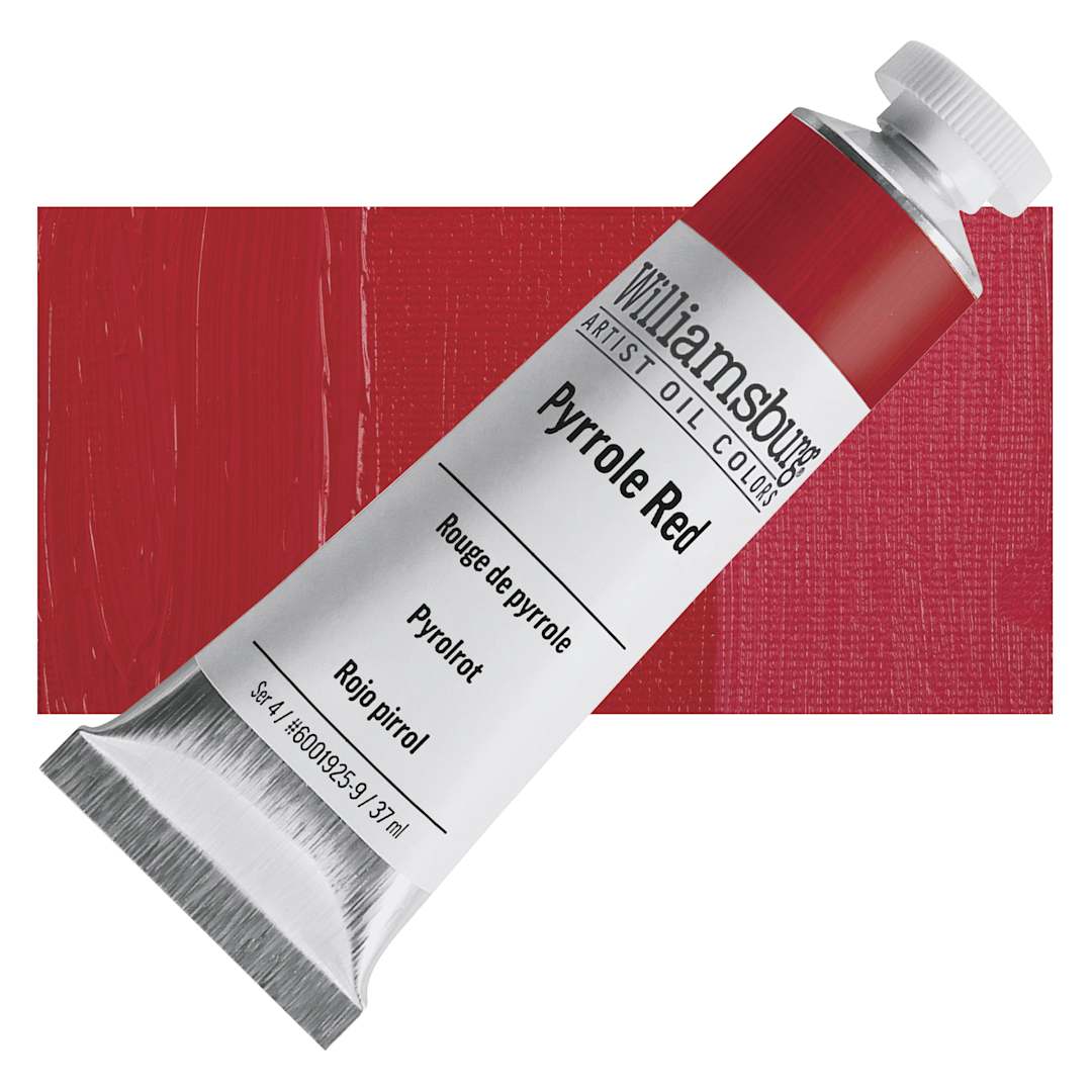 Open in modal - Williamsburg Handmade Oil Paint - Pyrrole Red, 37 ml tube and swatch