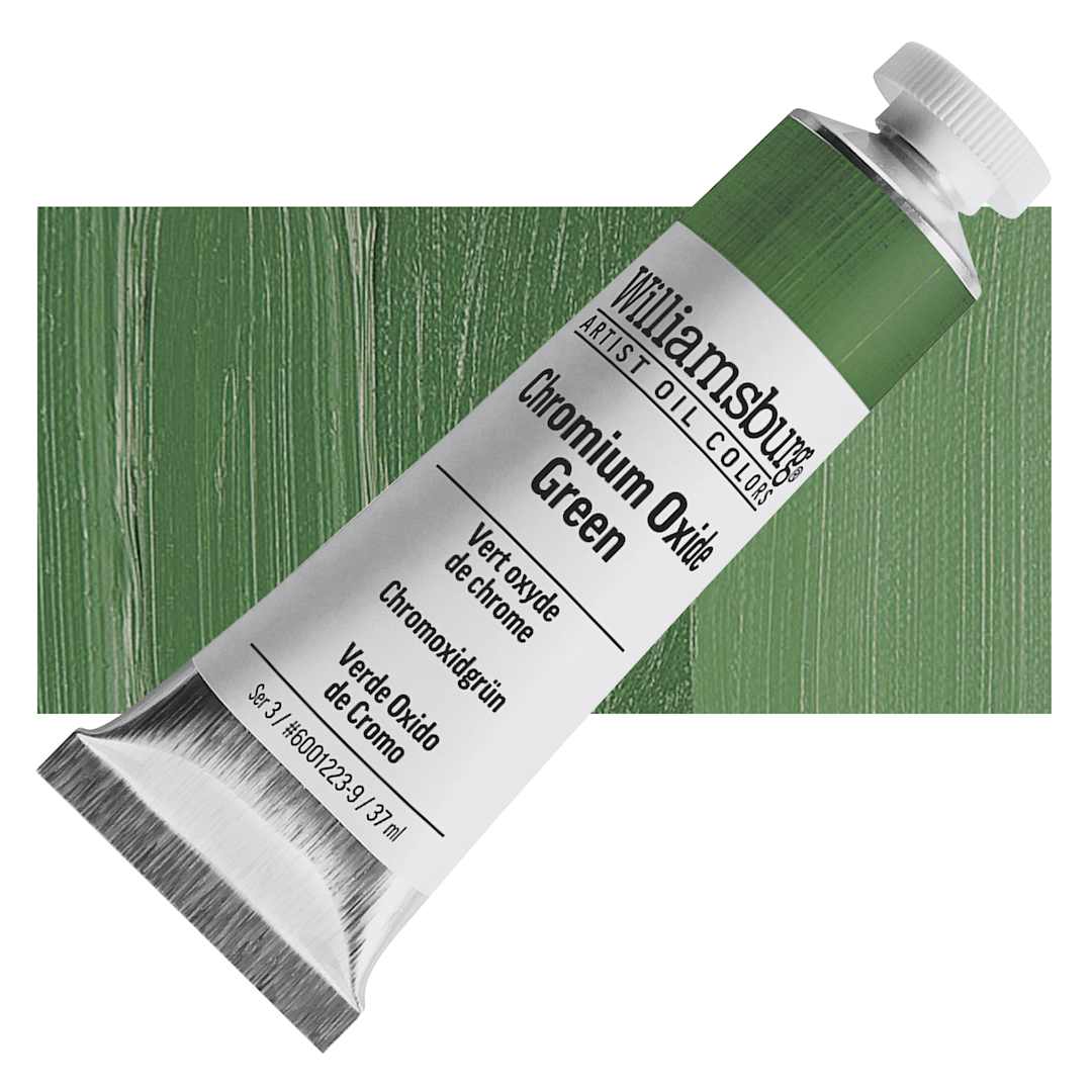 Open in modal - Williamsburg Handmade Oil Paint - Chromium Oxide, 37 ml tube and swatch