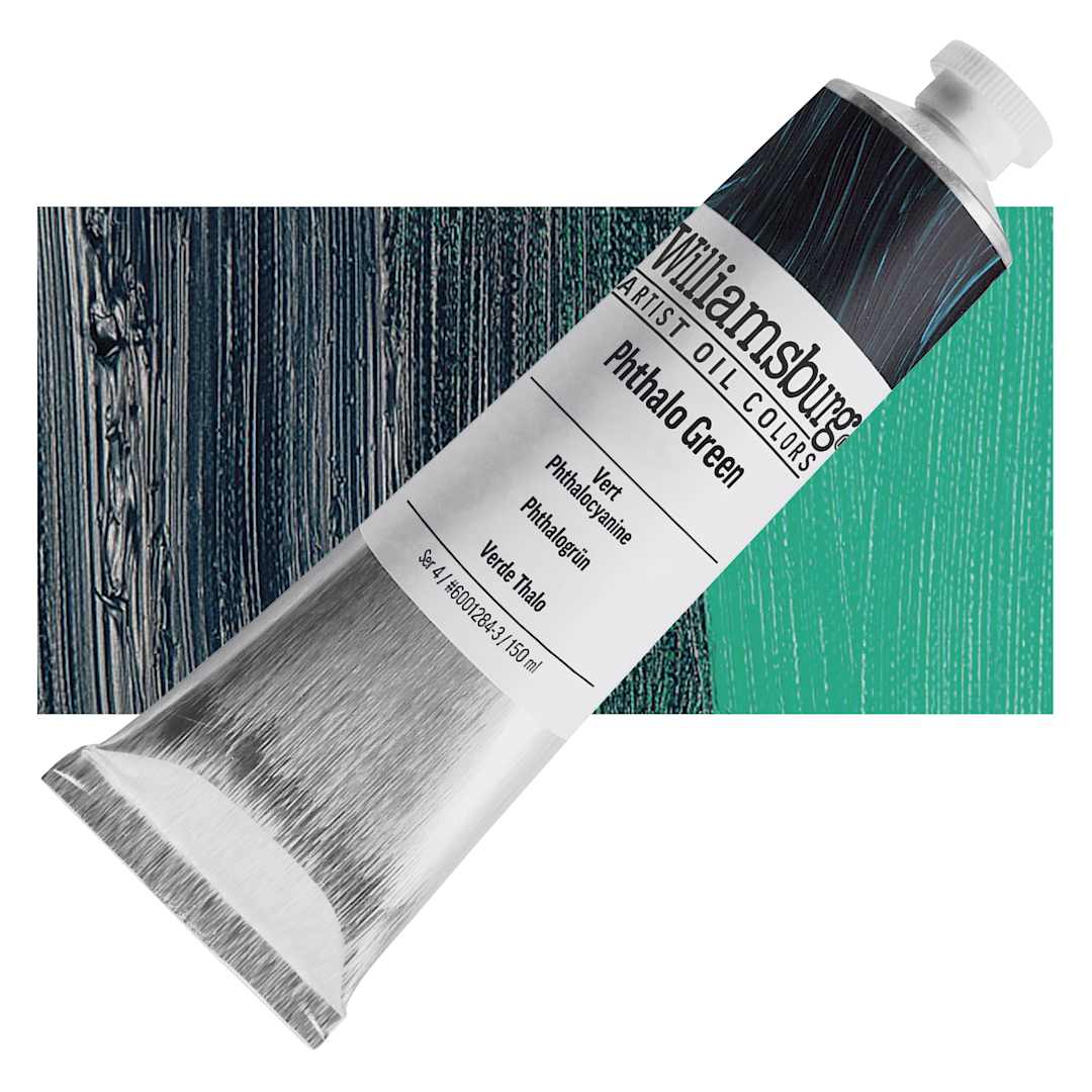 Open in modal - Williamsburg Handmade Oil Paint - Phthalo Green, 150 ml tube and swatch