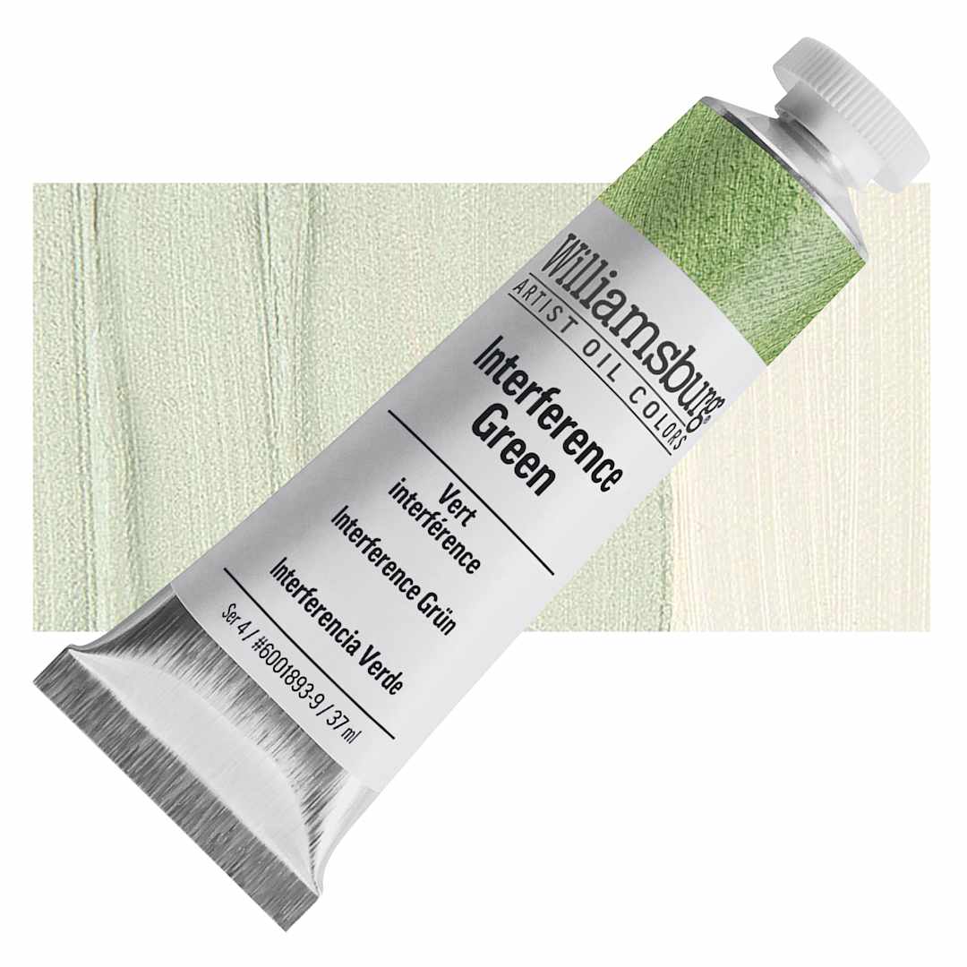 Open in modal - Williamsburg Handmade Oil Paint - Interference Green, 37 ml tube and swatch