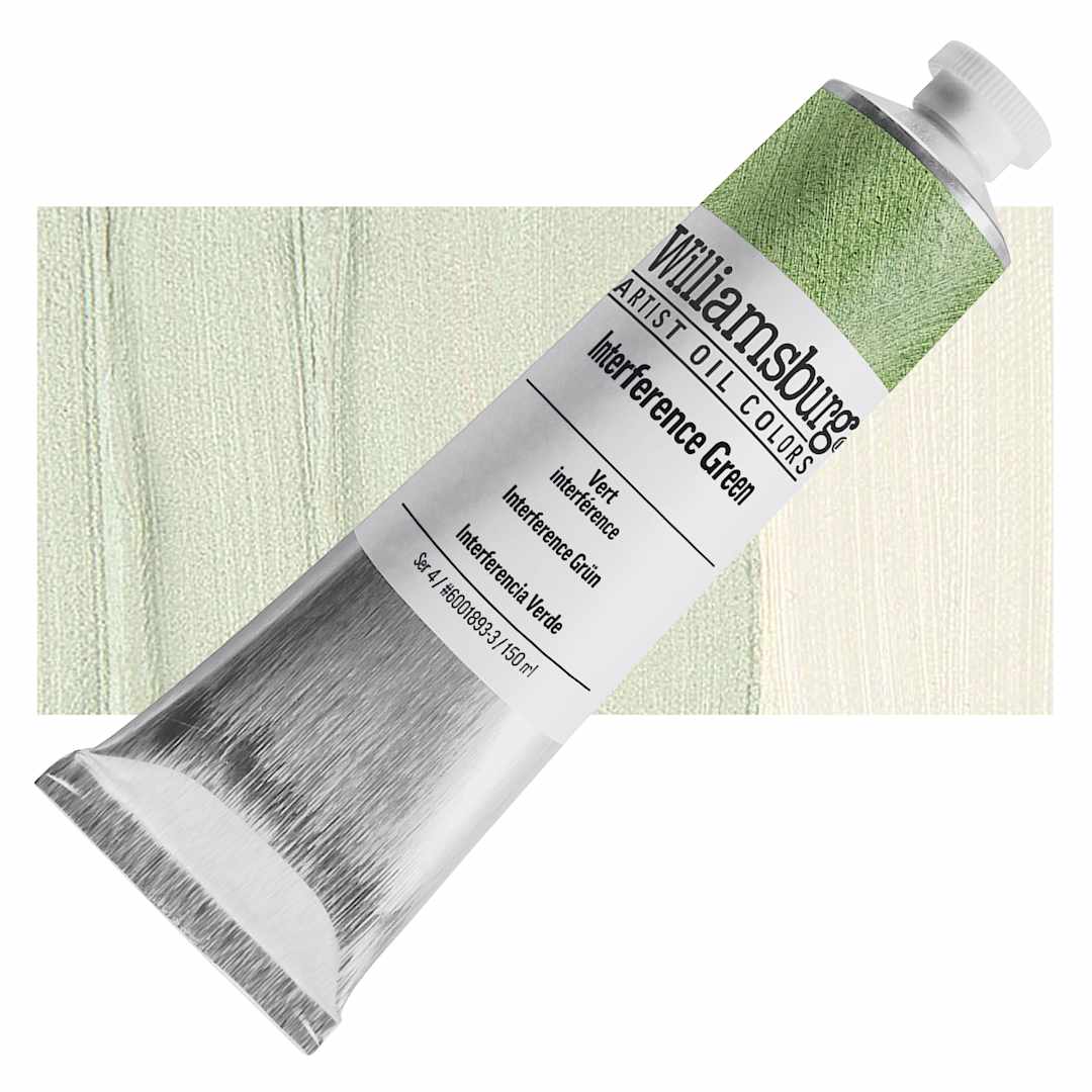 Open in modal - Williamsburg Handmade Oil Paint - Interference Green, 150 ml tube and swatch