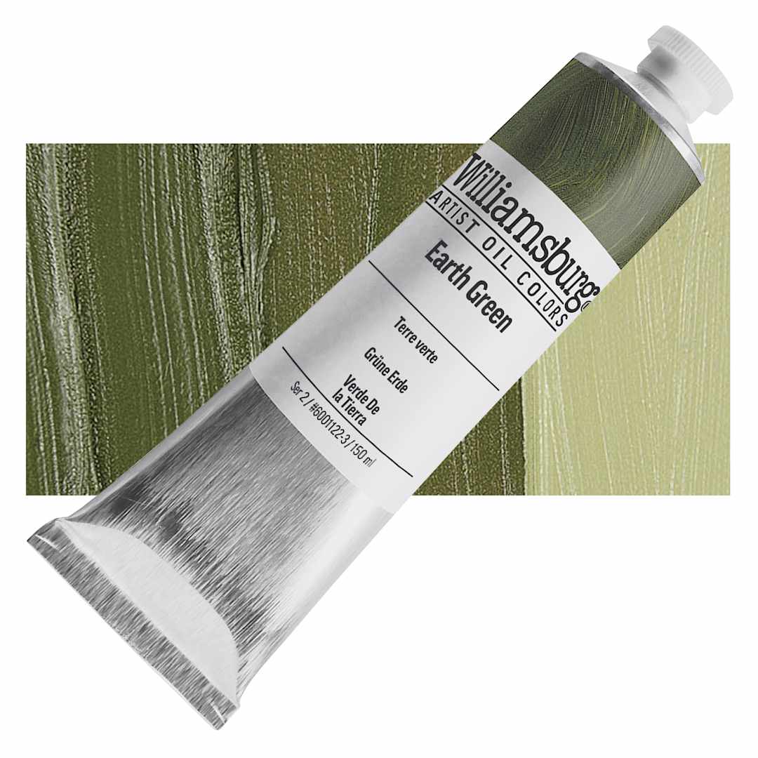 Open in modal - Williamsburg Handmade Oil Paint - Earth Green, 150 ml tube and swatch
