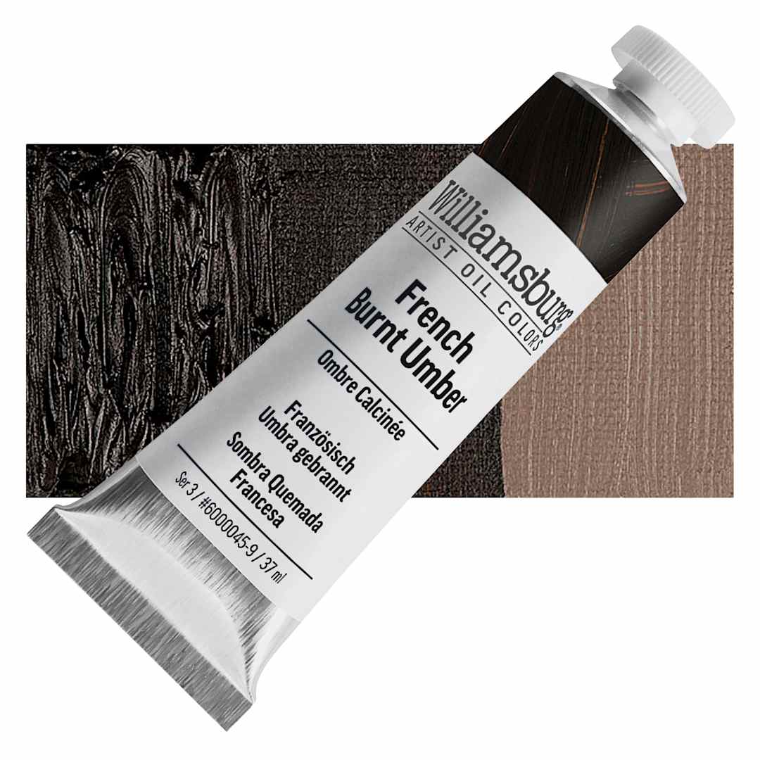 Open in modal - Williamsburg Handmade Oil Paint - French Burnt Umber, 37 ml tube and swatch