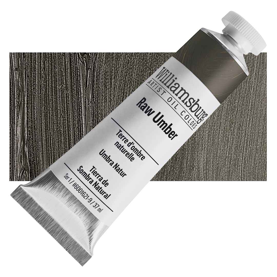 Open in modal - Williamsburg Handmade Oil Paint - Raw Umber, 37 ml tube and swatch