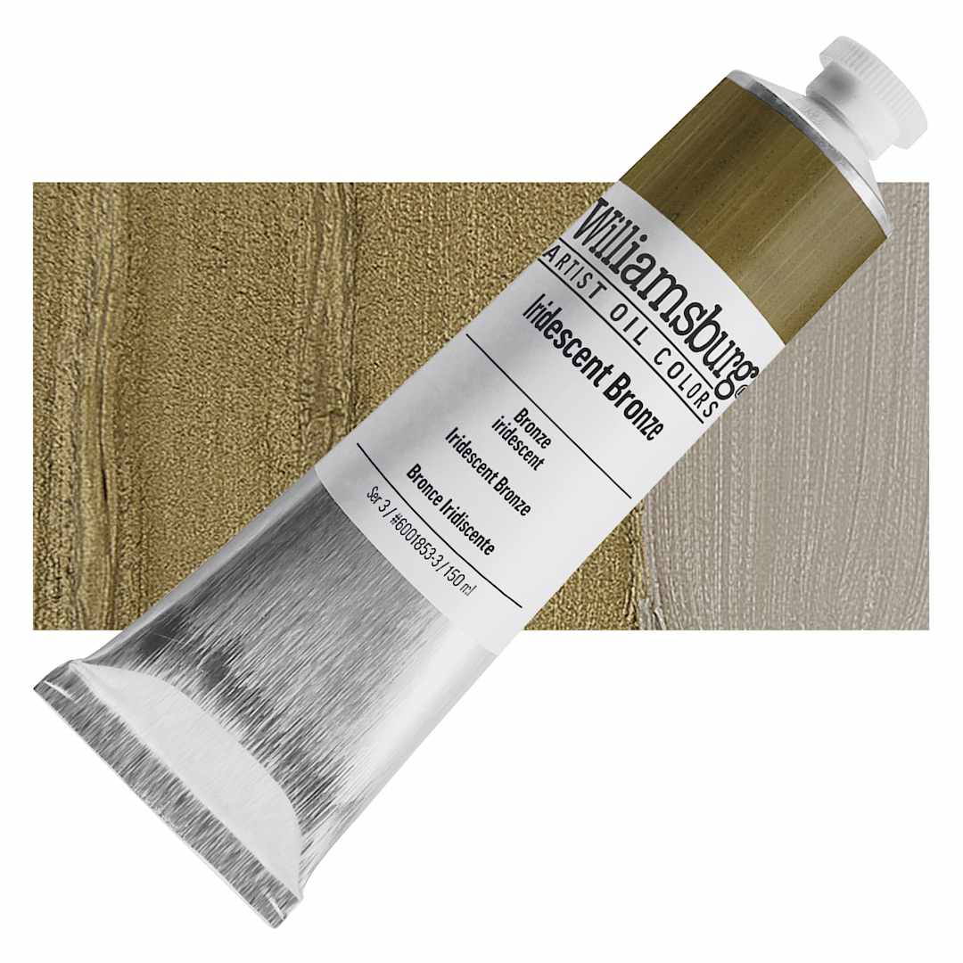 Open in modal - Williamsburg Handmade Oil Paint - Iridescent Bronze, 150 ml tube and swatch