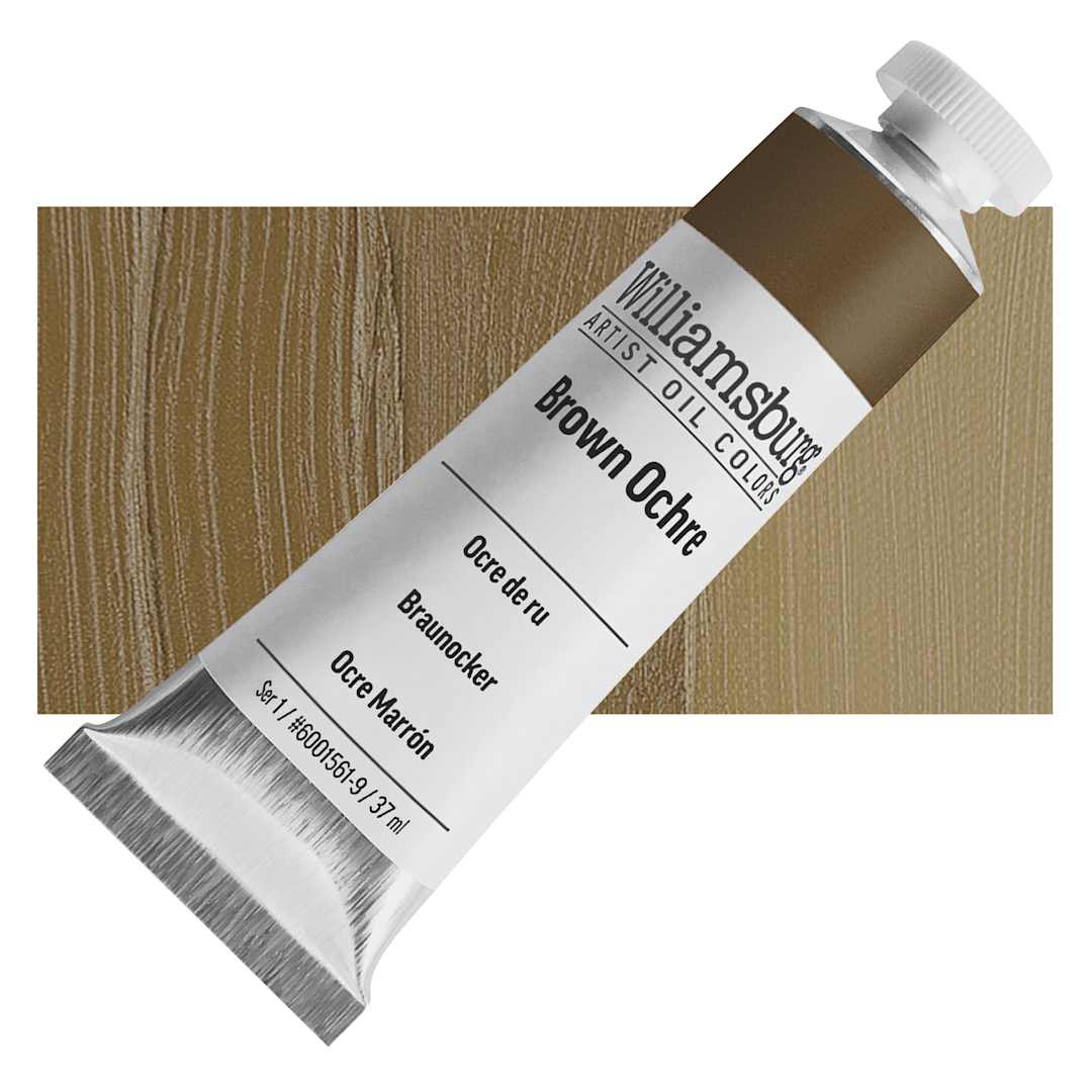 Open in modal - Williamsburg Handmade Oil Paint - Brown Ochre, 37 ml tube and swatch