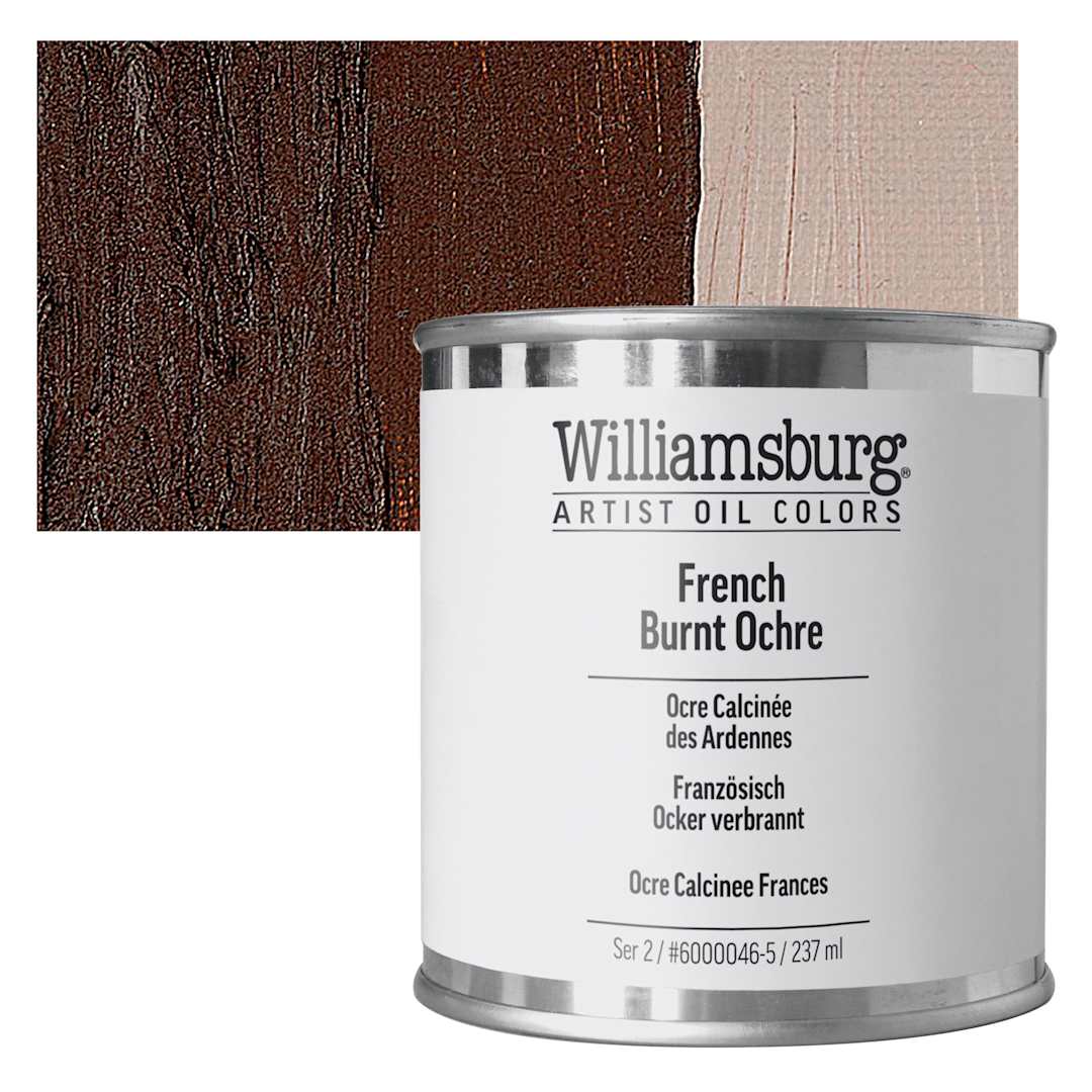 Open in modal - Williamsburg Handmade Oil Paint - French Burnt Ochre, 8 oz can and swatch