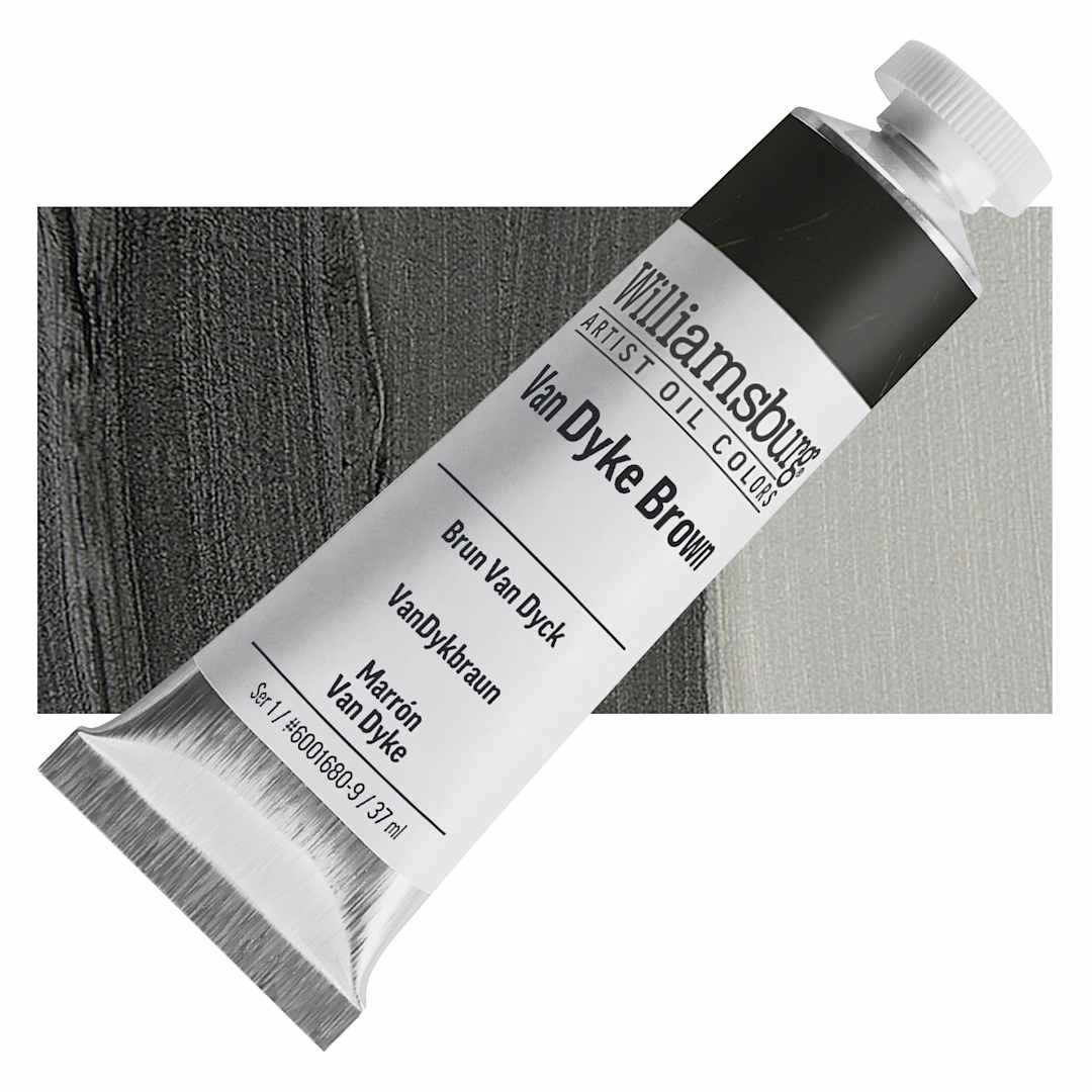 Open in modal - Williamsburg Handmade Oil Paint - Van Dyke Brown, 37 ml tube and swatch